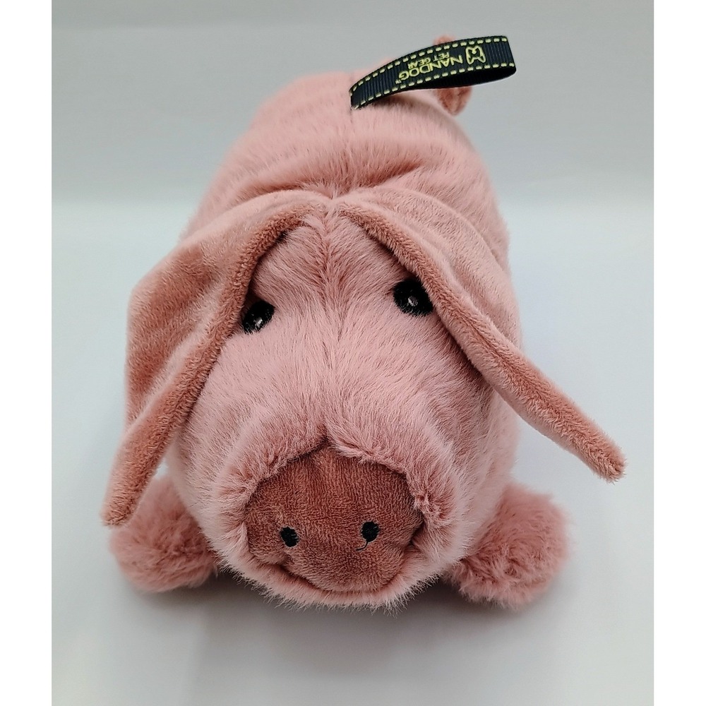 7" NANDOG Nan Dog PINK Mauve PLUSH Pig w/Squeaker 3